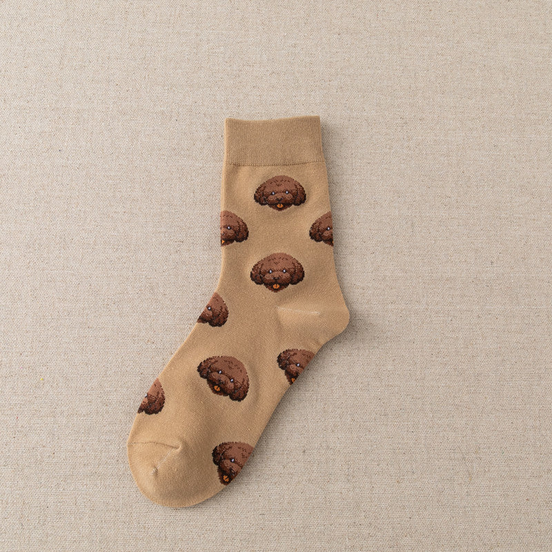 Cute Dog Pattern Mid-Calf Socks Set