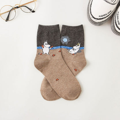 Cute Moomin Character Pattern Crew Socks