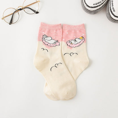 Cute Moomin Character Pattern Crew Socks