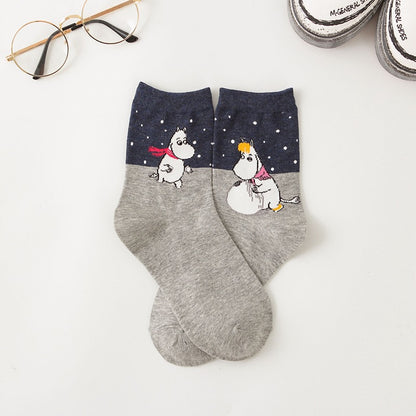 Cute Moomin Character Pattern Crew Socks