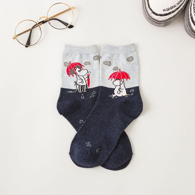 Cute Moomin Character Pattern Crew Socks