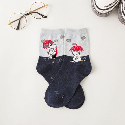 Cute Moomin Character Pattern Crew Socks