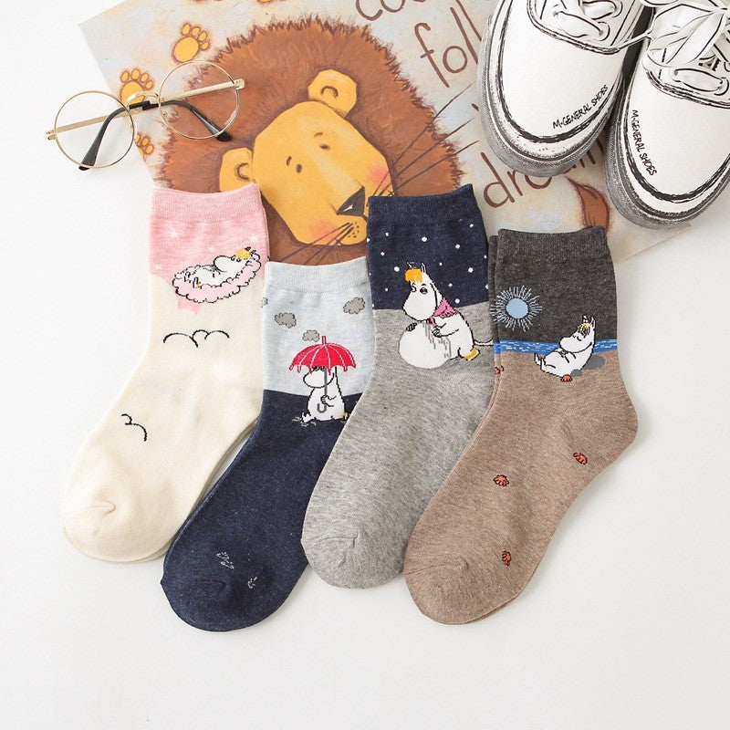 Cute Moomin Character Pattern Crew Socks
