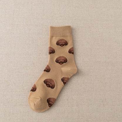 Cute Dog Pattern Mid-Calf Socks Set