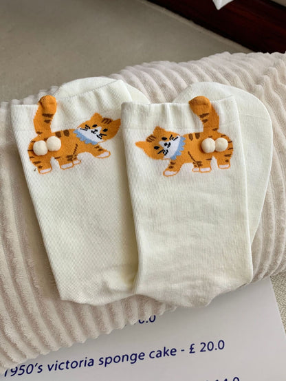 Cute 3D Cat Pom-pom Cartoon Socks