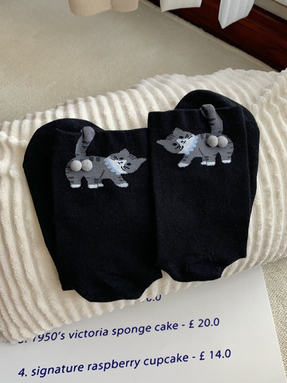 Cute 3D Cat Pom-pom Cartoon Socks