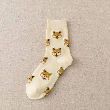 Cute Dog Pattern Mid-Calf Socks Set