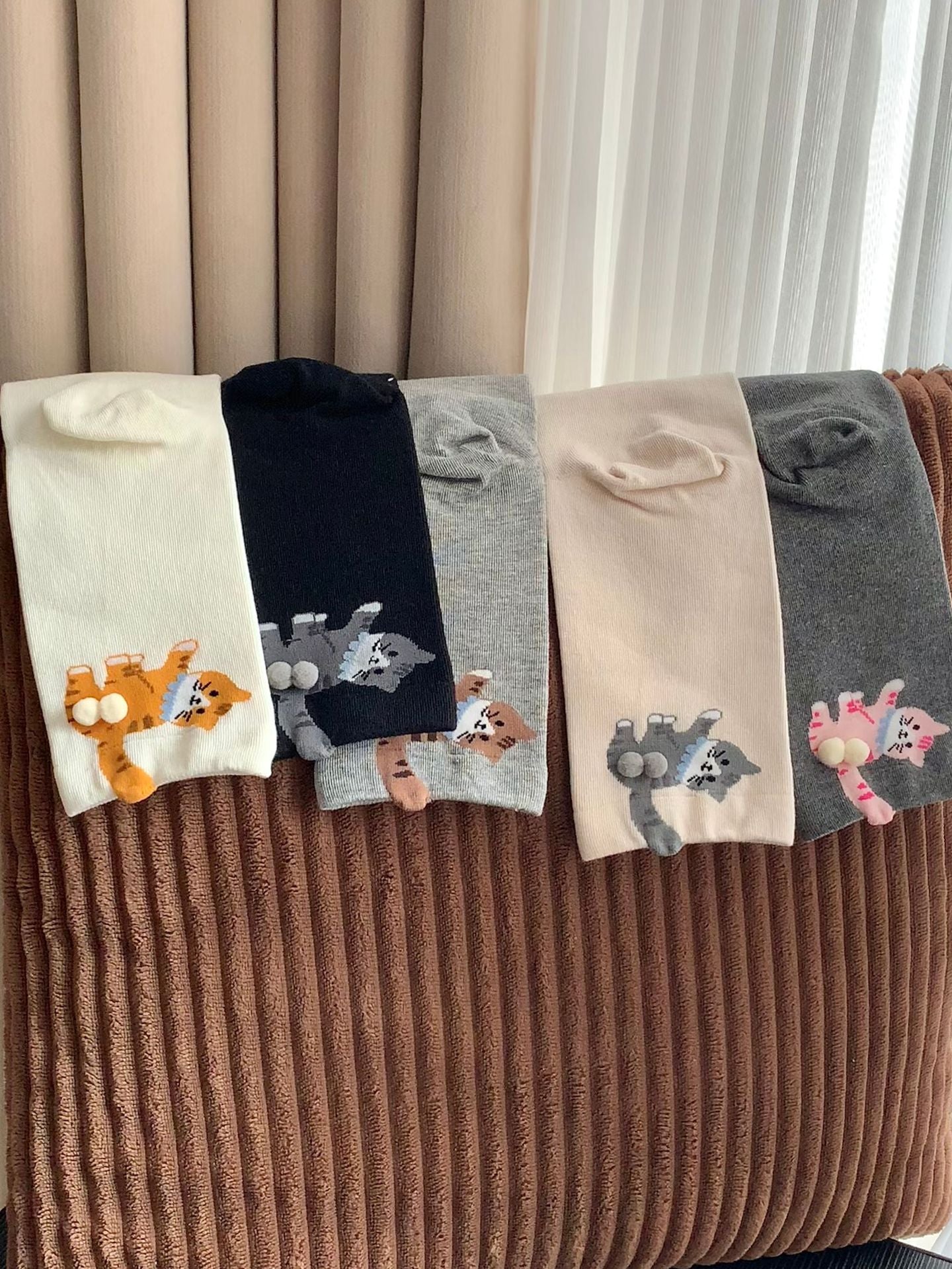 Cute 3D Cat Pom-pom Cartoon Socks