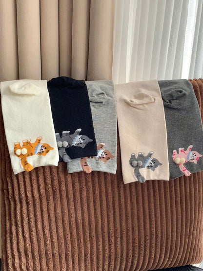 Cute 3D Cat Pom-pom Cartoon Socks