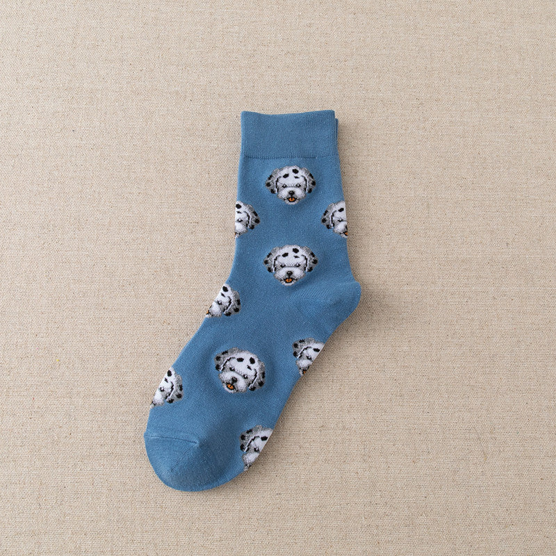 Cute Dog Pattern Mid-Calf Socks Set
