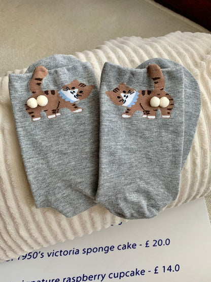 Cute 3D Cat Pom-pom Cartoon Socks